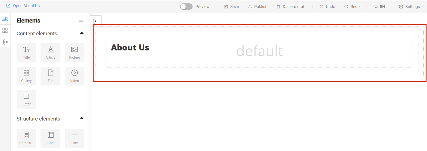 content of the website